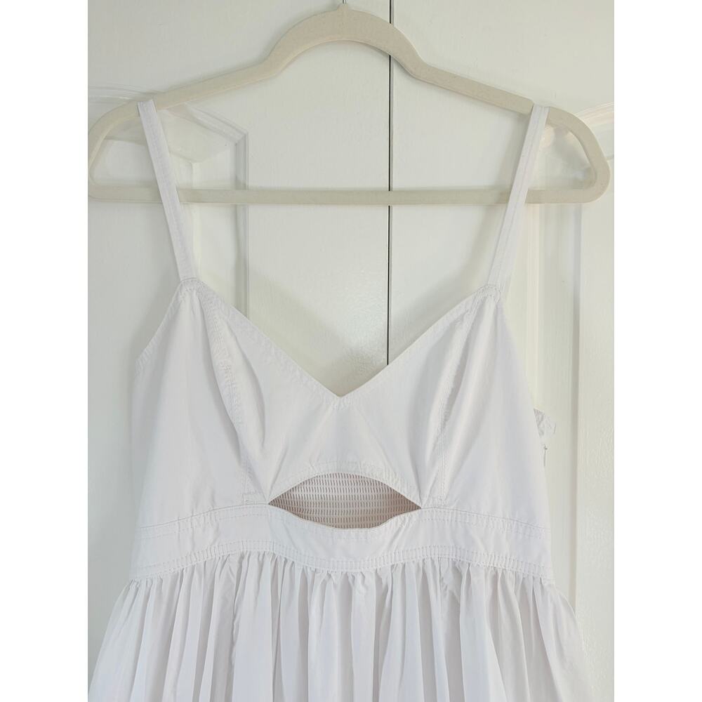White Cotton Maxi Dress Cutout Empire Waist Pockets Boho Verandah By Vina - Picture 2 of 11